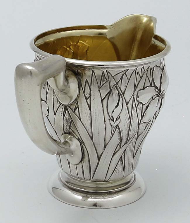 Black Starr & Frost antique sterling art nouveau cream pitcher  irises 