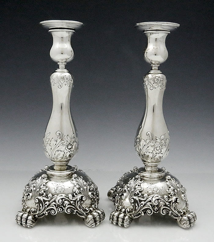 pair of Black Starr & Frost sterling silver candlesticks