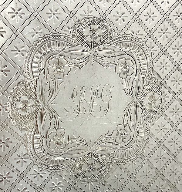 engraved center of large square salver