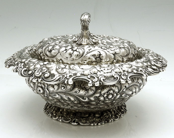 Caldwell antique sterling repousse tureen Philadelphia