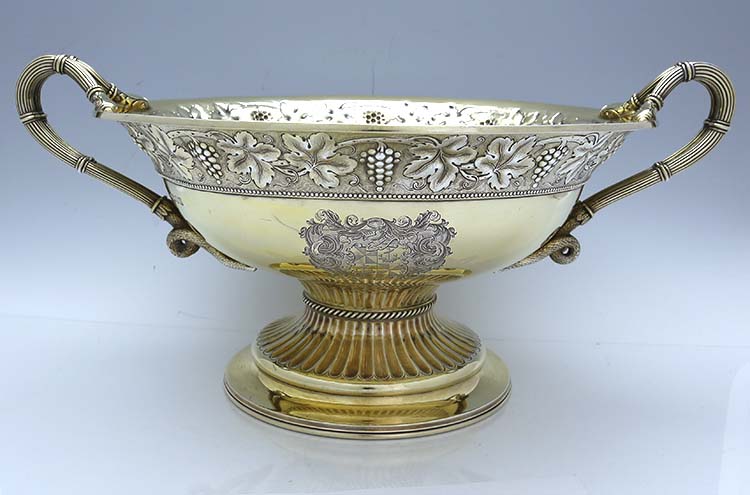 Carrington Silver Gilt punch bowl with grapes and Campbell crest