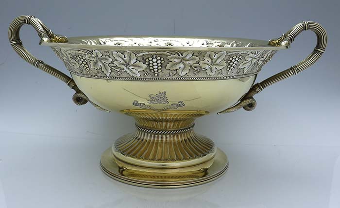 Carrington Silver Gilt punch bowl with grapes and Campbell crest