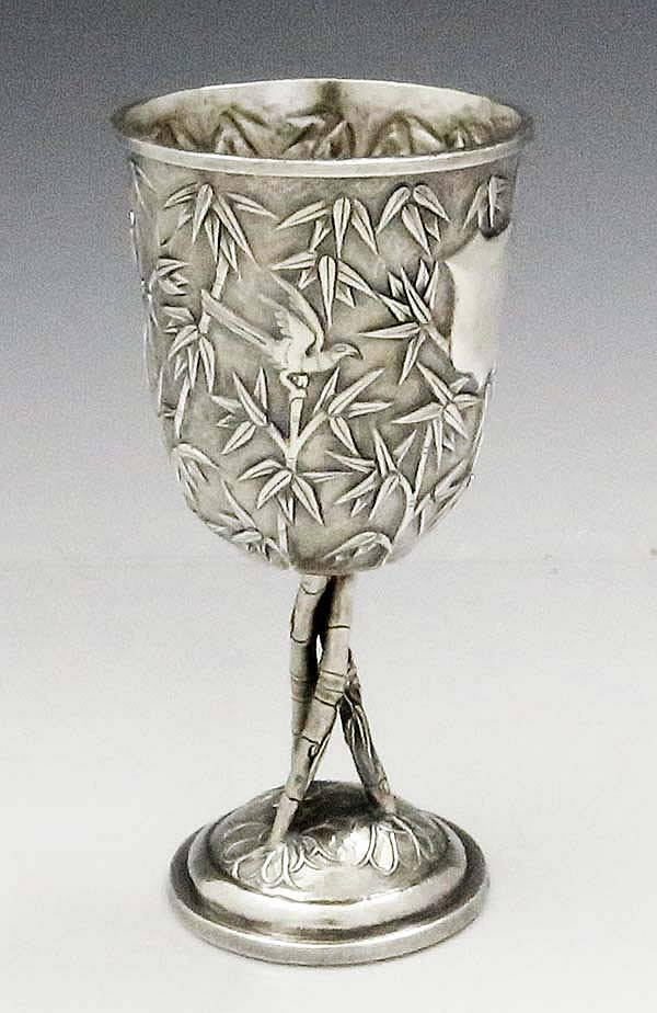 Chinese export antique silver goblet Cumwo Hong Kong