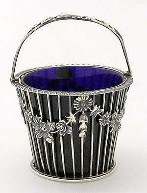 English silver and cobalt sugar basket b CJ Vander