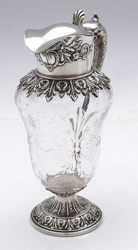 Durgin glass and sterling castor and syrup pitcher