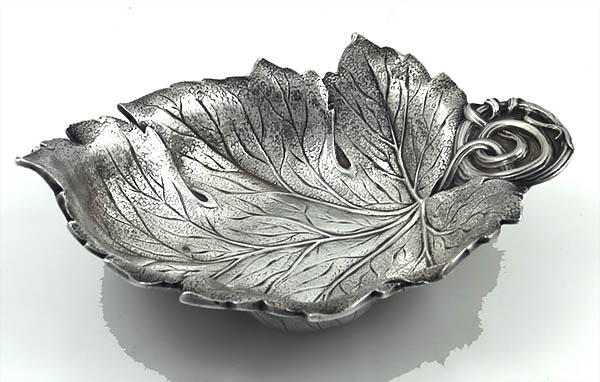 Durgin antique sterling cast leaf form dish circa 1930