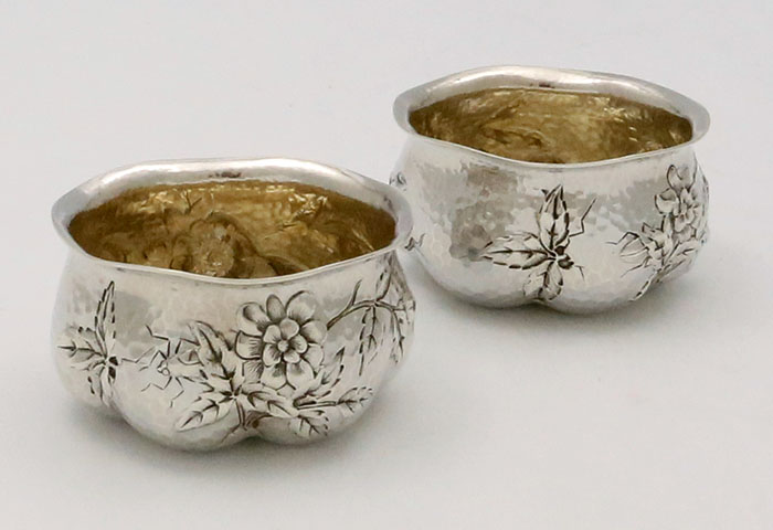 pair of antique sterling Dominick & Haff salts