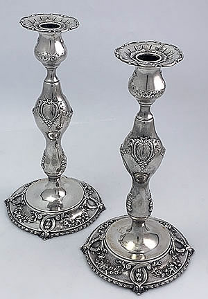 pair of Dominick & Haff sterling silver candlesticks
