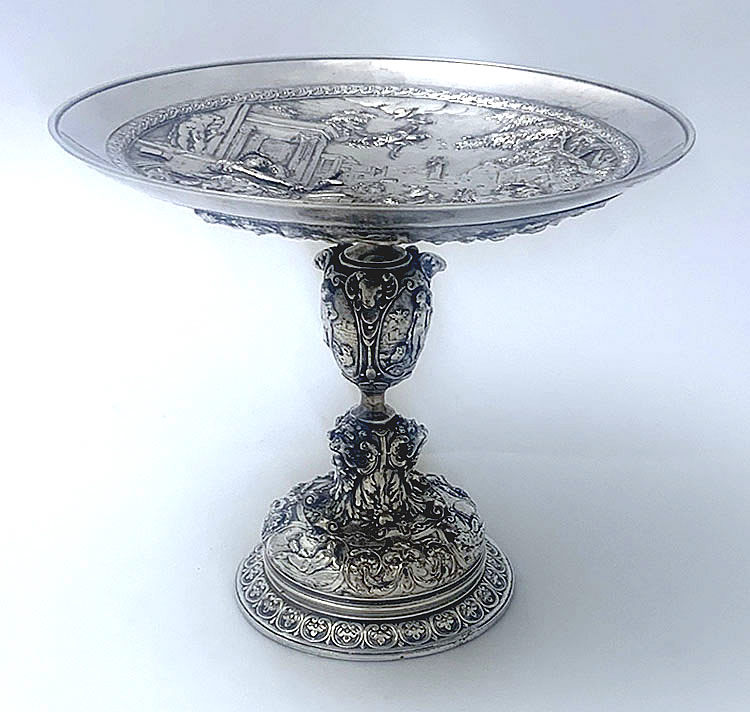 Neo classical electroform ornate silverf plated compote