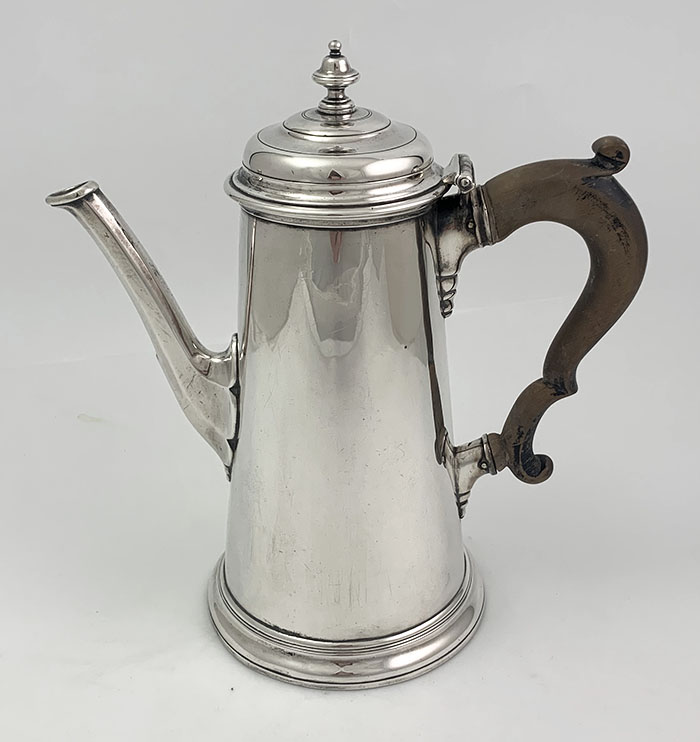 English antique silver coffee pot London 1735 Richard Bayley