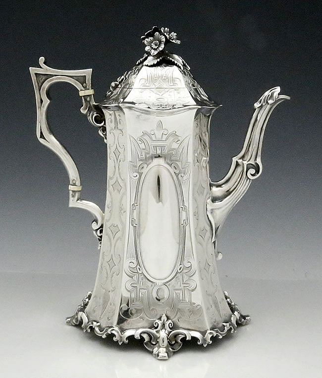 Joseph Angell antique silver coffee pot London 1849
