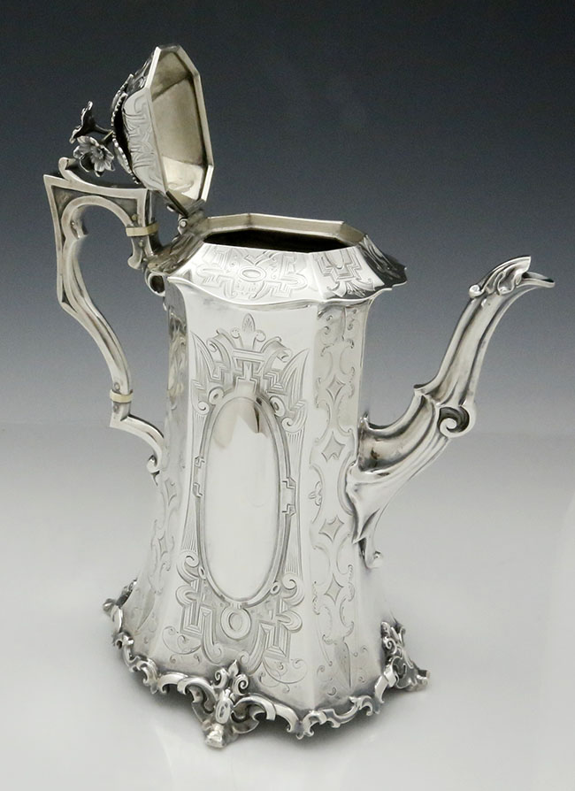 English antique silver coffee pot