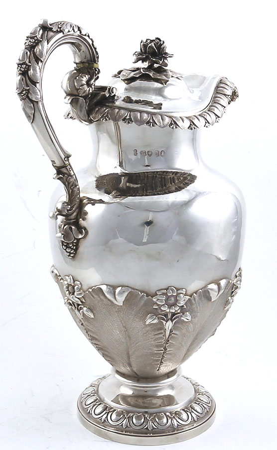 English silver covered pitcher