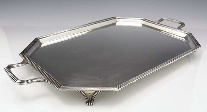 English antique silver tray Sheffield 1912
