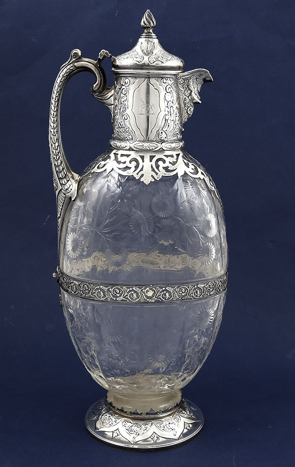 English sterling and glass carafe