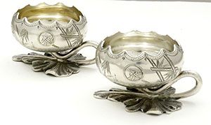 pair of English antique silver aesthetic sterling salts Thomas Whitehouse