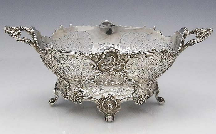 Pierced English silver basket by Wakeley & Wheeler London 1911