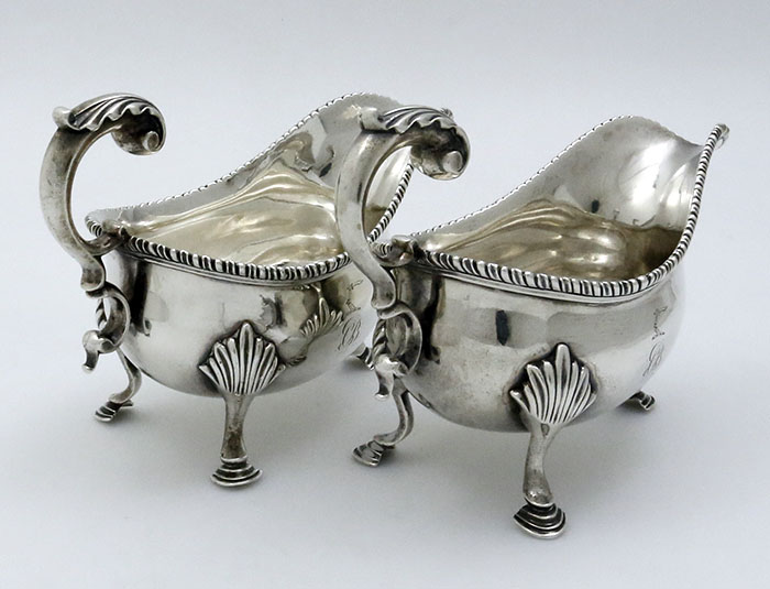 pair of antque English silver sauceboats