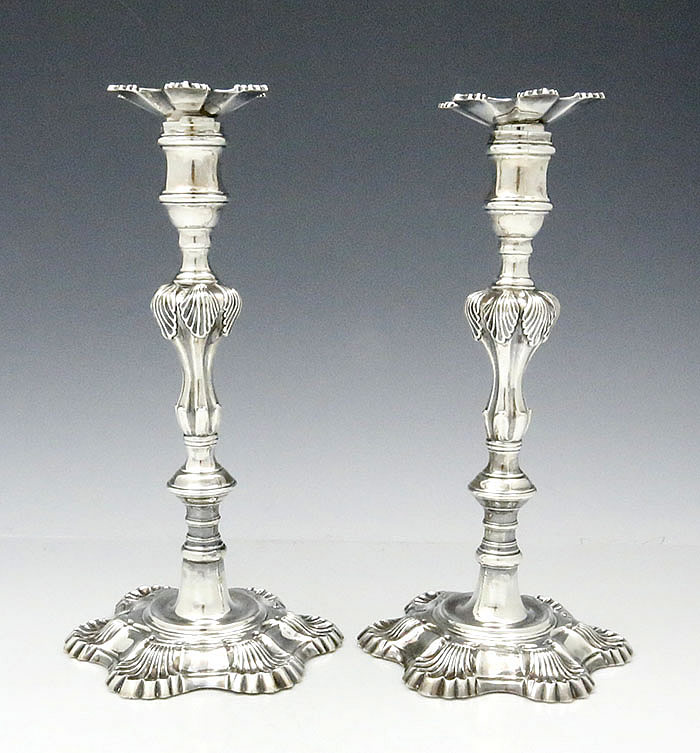 pair of English silver candlesticks sterling silver