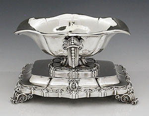 French antique silver first purity sauceboat on stand
