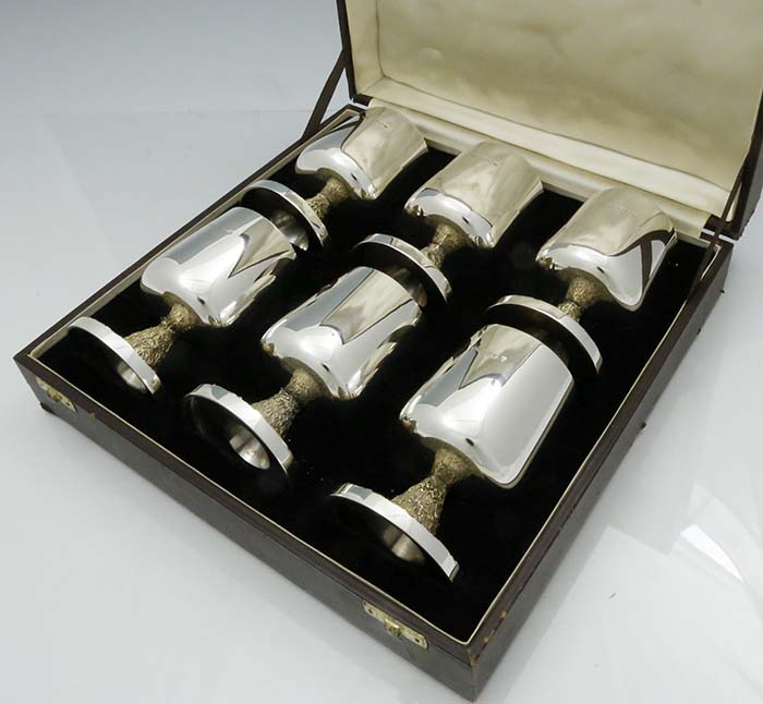Boxed set of modern sterling goblets by Grant MacDonald