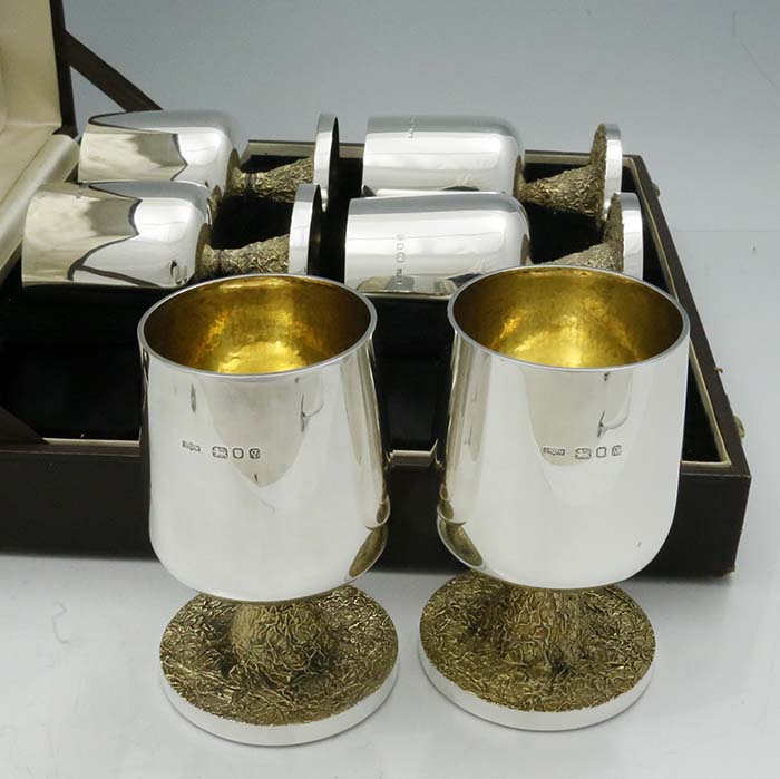 Set of six sterling silver goblets by Grant MacDonald on London