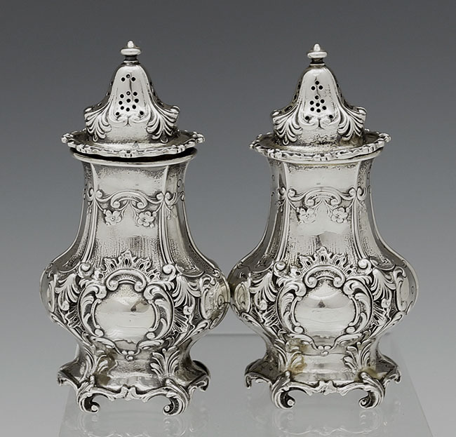 pair of Gorham antique sterling salt and pepper shakers