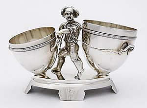 Gorham antique sterling silver 18709 double condiment with Victorian child