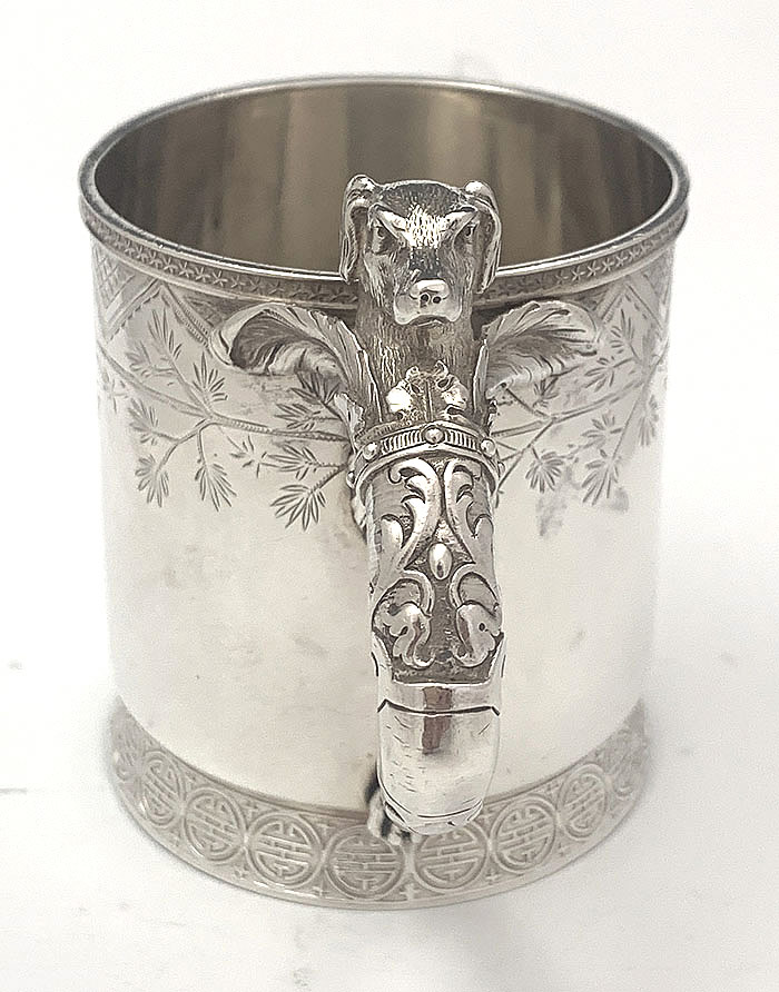 Gorham antique sterling silver cup with dig handle Dudley Olcott