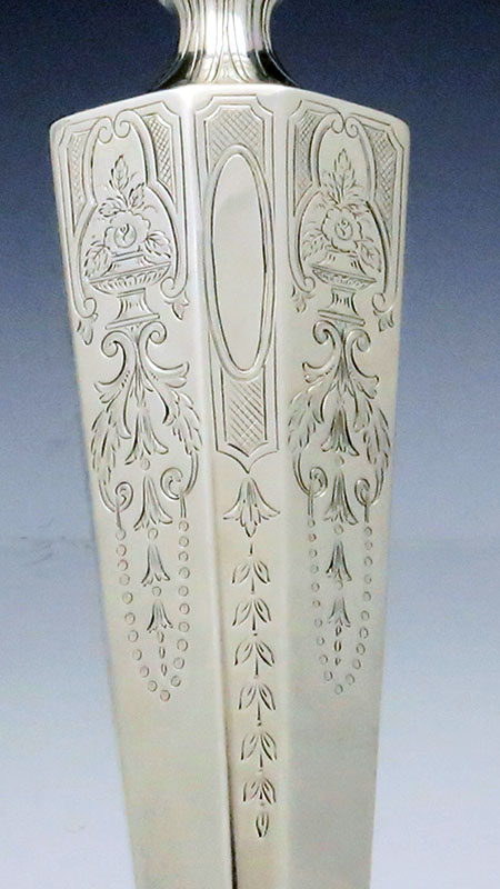 engraved Gorham sterling candlesticks