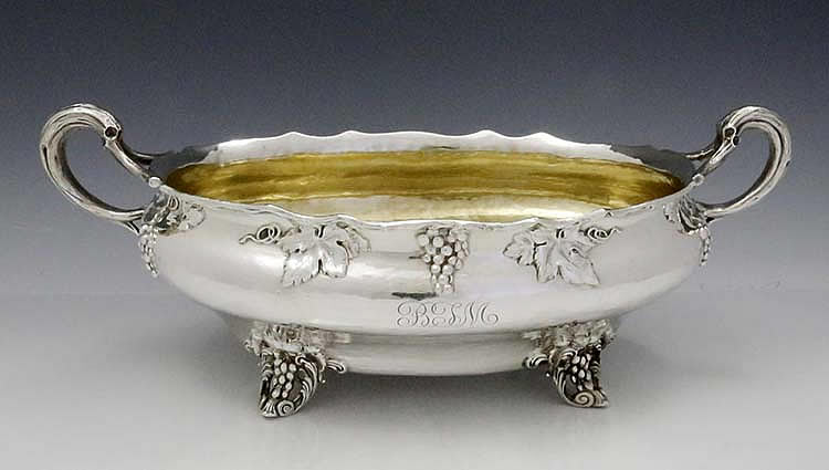 Gorham antique sterling silver hammered bowl with handles