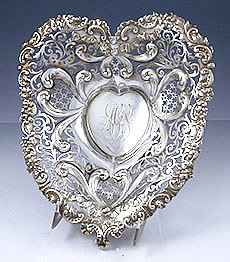 Gorham pierced sterling silver heart dish 