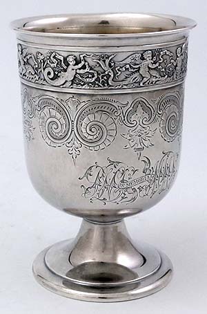 Gorham antique sterling silver engraved goblet