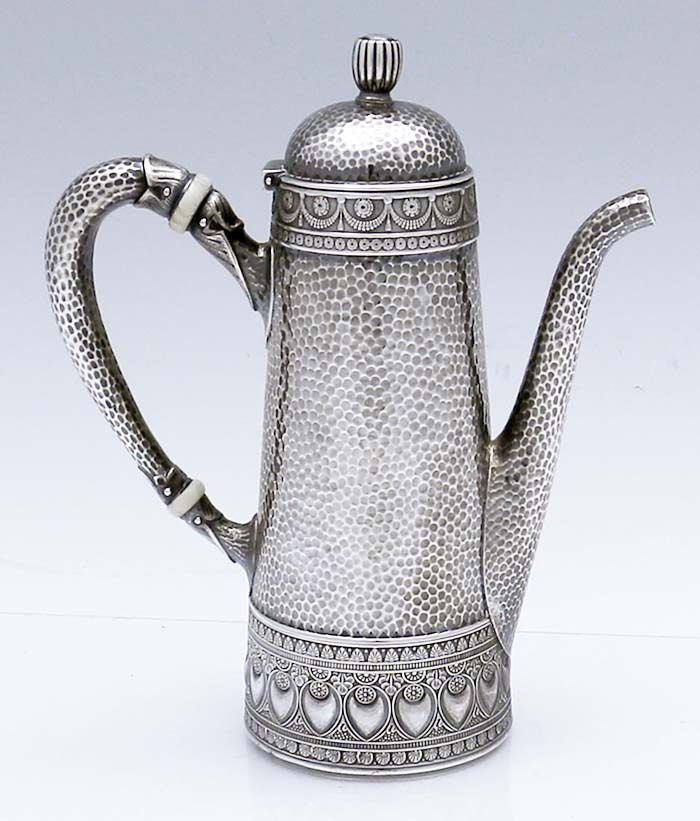 Gorham hammered antique sterling silver demitasse pot