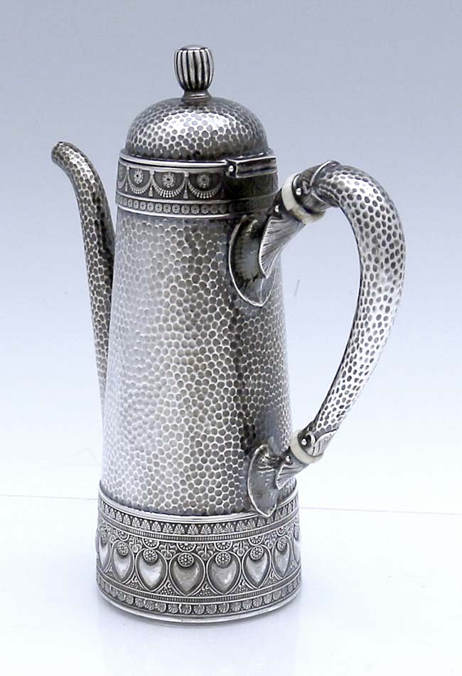 Gorham hammered antique sterling silver demitasse pot