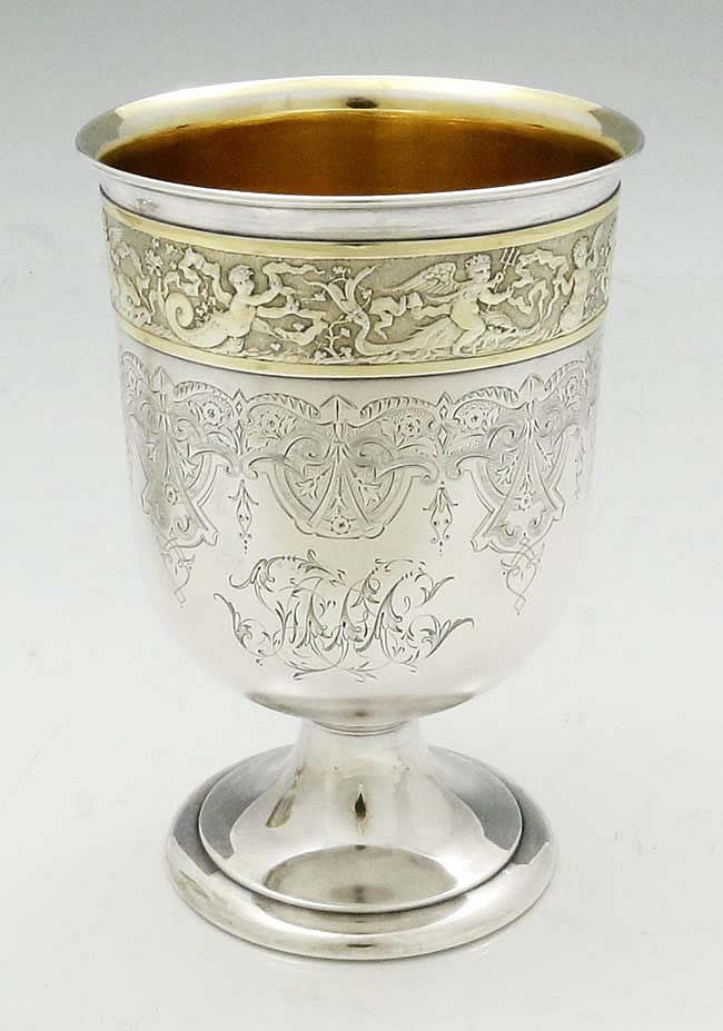 Gorham antique engraved goblet sterling silver
