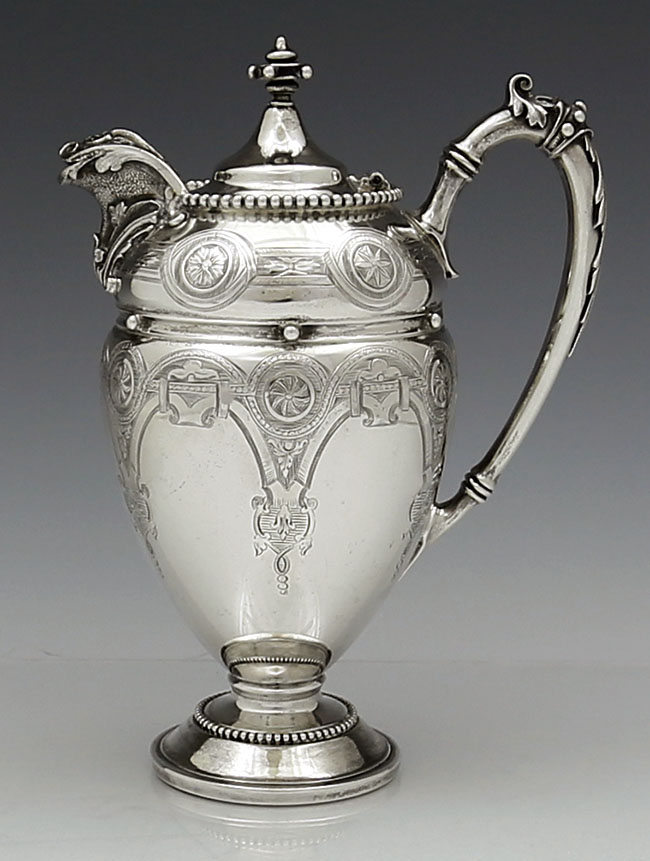 Gorham engraved antique coin silver syrup pitcher