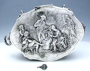 George Roth hanau German silver large box with rams heads and hoof feet