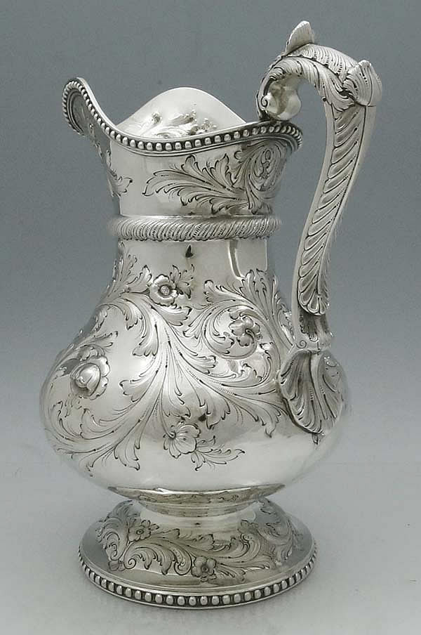 Sharp pitcher silver antique Bailey & Co