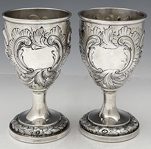 pair of George Sharp for Bailey & Company Philadelphia hand chased ornate goblets