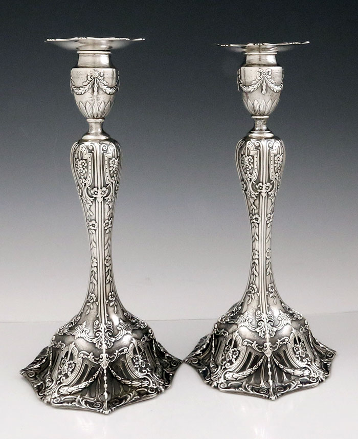 pair of AMERICAN sterling silver candlesticks