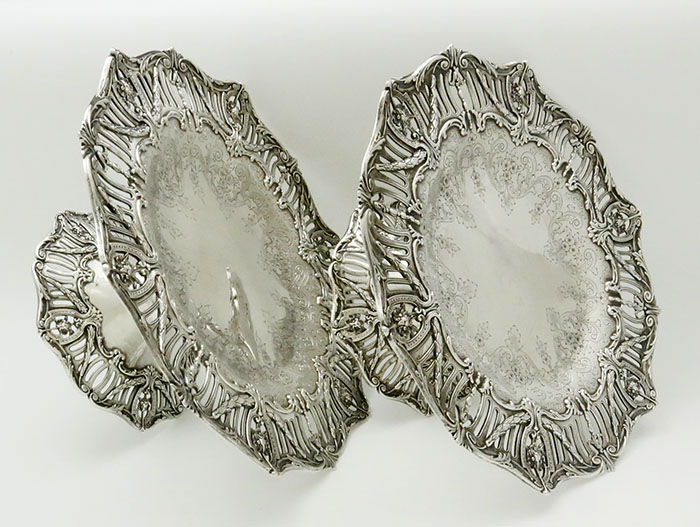 pair of compotes French border Marcus retailed American sterling silver
