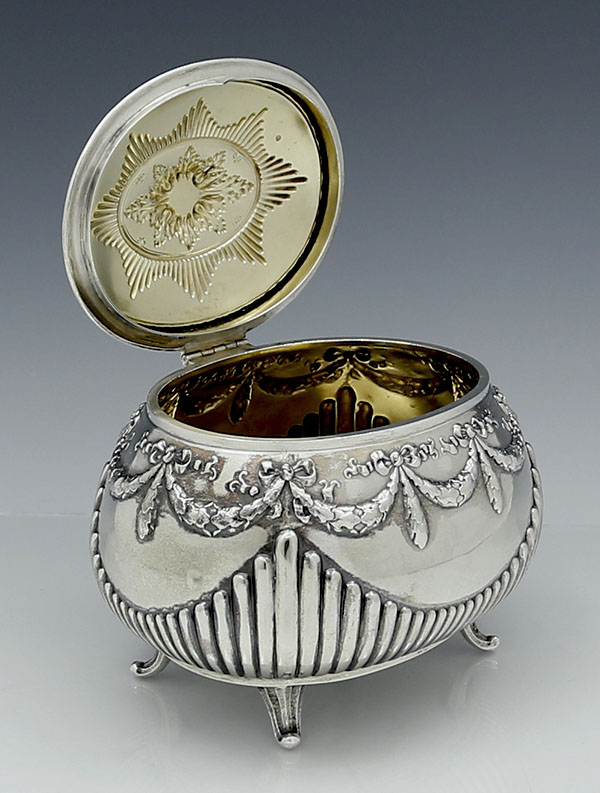 Polish antique silver sugar box by Hempel
