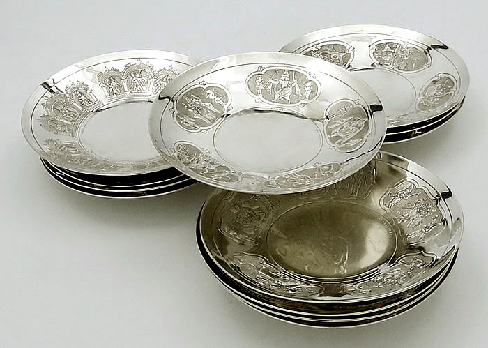 P Orr and Sons Indian silver Madras bowls with engraved panels