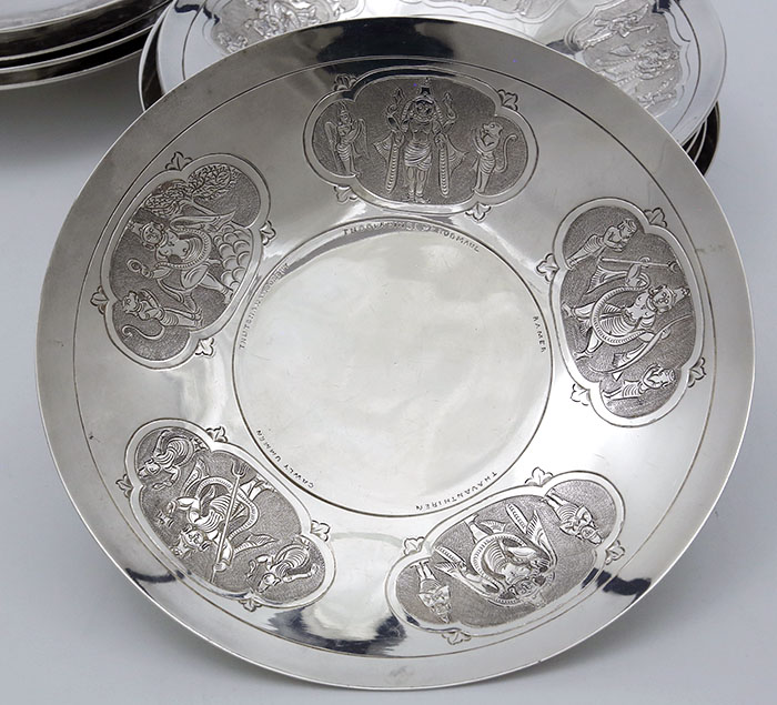 engraved silver dishes Madras P Orr and Sons