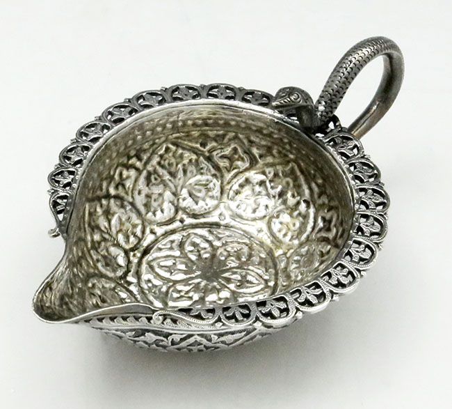 antique Indian silver snake handle cream jug