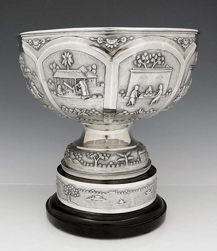 Dass & Cutt Ibndian colonial antique silver bowl on stand