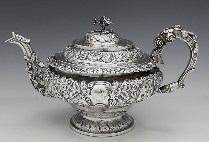 Irish antique silver teapot James Le Bas Dublin 1825