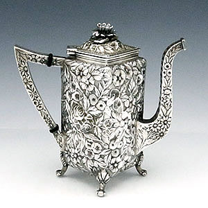 Jacobi sterling repousse coffee pot Baltimore antique sterling silver