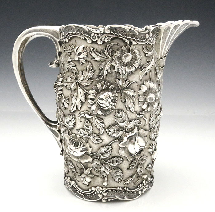 Jacobi and Jenkins sterling silver repousse pitcher